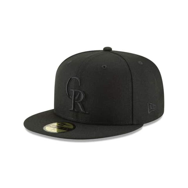 MLB Colorado Rockies Blackout Basic 59Fifty Fitted (NLB4918) - Black New Era Caps